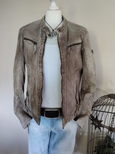 Lederjacke Gipsy M beige braun Damen Vintage