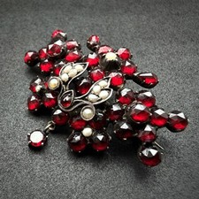 Antike brosche granat perle - granat,