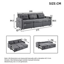 3-Sitzer Schlafsofa mit