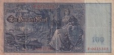 Banknote Deutschland - Reichsbanknote - 100 Mark - 1910 - rotes Siegel   365
