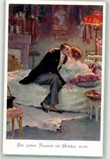 39746603 - sign. Schiff, Robert Mann und eine im Bett liegende Frau kuessen