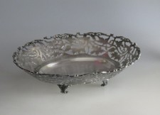 Antike Anbietschale auf Beinen Obstschale Versilbert Durchbrucharbeit