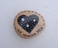 bemalter Stein/Naturstein  " Herz ich vermisse Dich  "  Deko