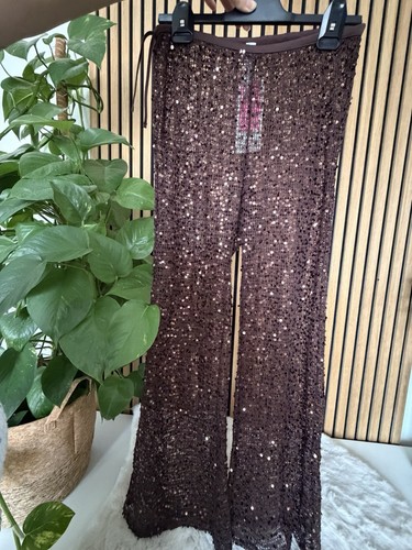 Glitzerhose braun mit - braun,