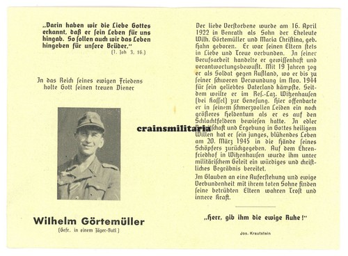 Orig sterbebild jäger - sterbebild, +
