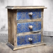 Vintage Schmuckschränkchen 3 Schubladen 16x18x8cm Schmuckkommode Holzschränkchen