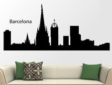 Wandtattoo Skyline Barcelona Wandaufkleber Deko 100x42cm Farbe wählbar