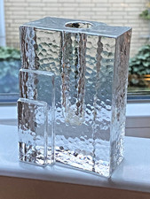 Vintage Blockglas Vase Eisglas