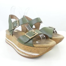 HOGAN Sandalen Plateau SKYSCRAPER Leder Grün Oliv Gr. 39,5