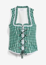 Dirndl Trachten-Corsage Mieder kariert Rüschen Wies'n Oktoberfest feiern Gr 40