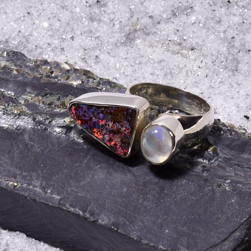 Boulder opal ring - boulder, 925er
