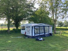 Caravan Vorzelt Reimo Travellino, hellgrau/blau fast, Umlaufmaß ca. 850-890 cm