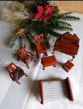 DDR Puppenhaus Möbel Puppenstube Spielzeug Vintage Stuhl Bett Konvolut