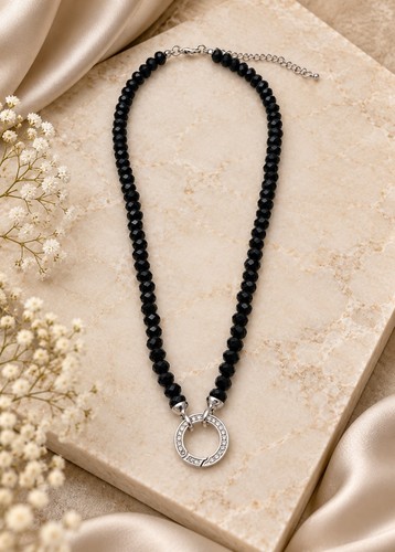 Variokette schwarze perlen 50 - schwarze, perlen,