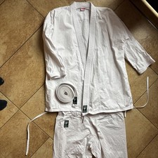 Kaiten Karate Anzug Größe 180 / 5 Mit  Gürtel Weiß 100% Baumwolle