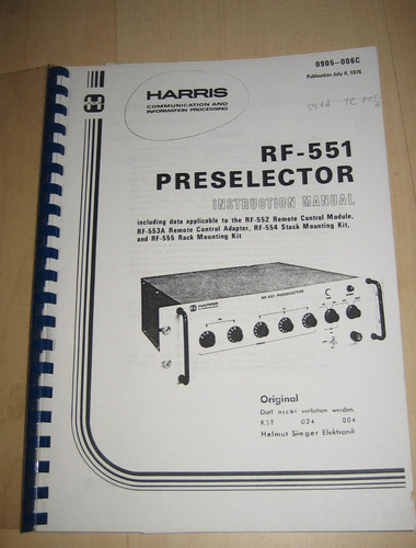 Harris 551a preselector - harris, rf-551a