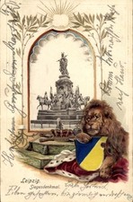 Präge Wappen Litho Leipzig in Sachsen, Siegesdenkmal, Löwe - 11019704