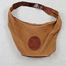 Vintage Green Hills Tasche Damen Schultertasche Pferdelogo Leder Baumwolle