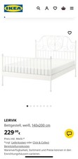 Ikea Bett Leirvik 140 cm  x 200 cm weiß mit Lattenrost,Matratze und Topper.