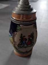 Bier Krug Glas mit Deckel Zinn