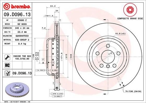 Brembo bremsscheibe - 2x,
