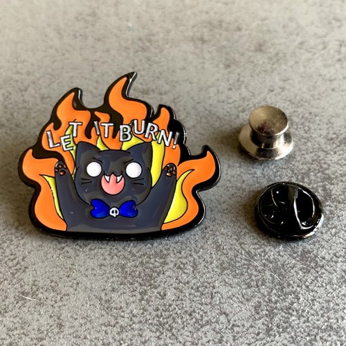 Schwarze katze pin emaille - schwarze,