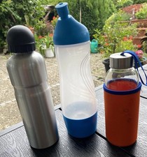 3 Trinkflaschen ; Thermosflasche Wasserflasche Edelstahl 1000 l 750 l 500  ml