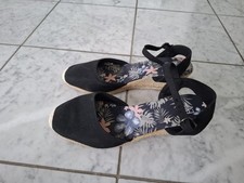 AF Damen Riemchen Stoff Sandalen Größe 42 Schwarz Absatzhöhe 6 cm