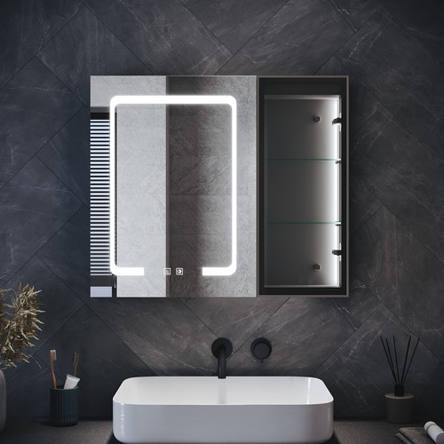 Spiegelschrank 70x60cm mit led - mit,