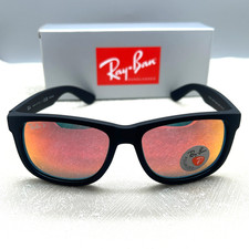 Ray Ban Justin Matte schwarz/Rot Polarisierte Sonnenbrille  RB4165 54-16 145MM 