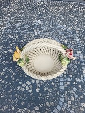 Handarbeit Dekoration Korb Mit Blumen Dekor Schale  L 17cm Breite 14 Cm H 12cm 