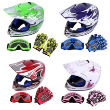 Kinder Moto cross Helm Motorradhelm Brille Handschuhe S M L
