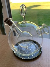 Essig- und Öl-Karaffe  - 2 in 1 Kugel - aus zartem Glas mit Korken - Höhe 13cm