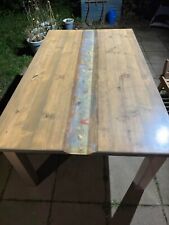 LED Beleuchteter Epoxidharz Esstisch Tischlerarbeit XXL Rivertable 