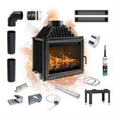 Kamineinsatz Gusseisen KRATKI MAJA 8kW Ø150 Montagesatz Günstiger Kamin