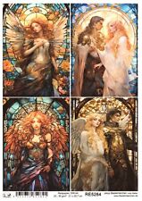 Reispapier A4 Strohseide Decoupage Glaskunst Fenster Tiffany Engel RE5284