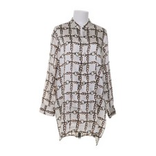 Zara Woman, Tunika, Größe: L, Weiß/Braun/Gold, Schlangenhaut, Satin, Damen -AxE
