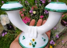 2 - flammiger  Kerzenhalter / Kerzenständer  " Gmundner Keramik  Streublumen "