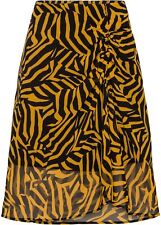 Chiffon-Rock bedruckt Gr. 42 Schwarz Gelb Gestreift Freizeitrock Midi-Skirt Neu