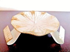 Kerzenständer Schmiedeeisen Weiss Gold Metall Kerzenhalter Mid Century Weihnacht