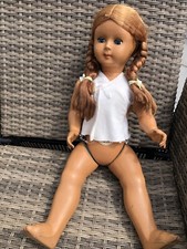 Große Zelluloid? Puppe ,,Cares Made in Italy“ 63 cm mit Zöpfen! 50 er Jahre!
