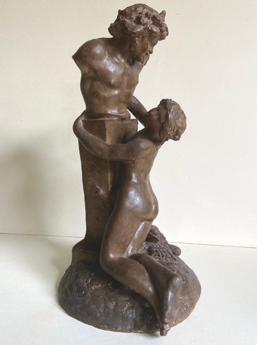 Terrakotta skulptur nymphe und - terrakotta,