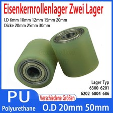 Polyurethan Eisenkern Rollen mit 2 Kugellager PU Führungsrolle Laufrolle 6-20mm