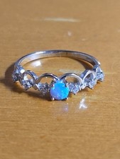 Sterling Silber 925 Krone Design Ring blauer Opal Gr. 10 Ring