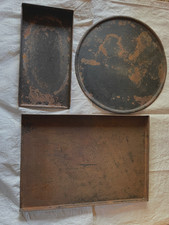 altes Set Backbleche,Kuchenbleche, rund + rechteck,Kreidetafel, Ø 48cm + 60x42cm