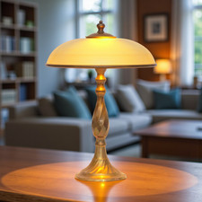 Art Deco Design Tischleuchte "SAINT-ÉTIENE" Messinglampe Unikat Bankerlampe