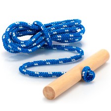 Premium Schlittenleine mit Holzgriff, langes Rodelzubehör Zugseil, blau/weiß