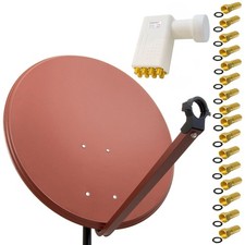 PremiumX SAT Anlage 100cm Satellitenschüssel Rot Antenne Offset Spiegel Octo LNB