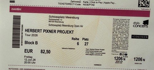 Eintrittskarte herbert pixner - eintrittskarte,