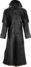 Black Genuine Leather Trench